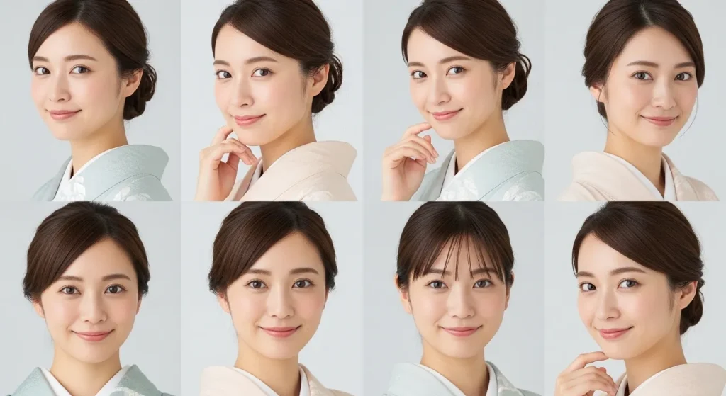 ナチュラルで整った顔立ちの新潟女性の特徴を表した複数の美人イメージと顔の共通点