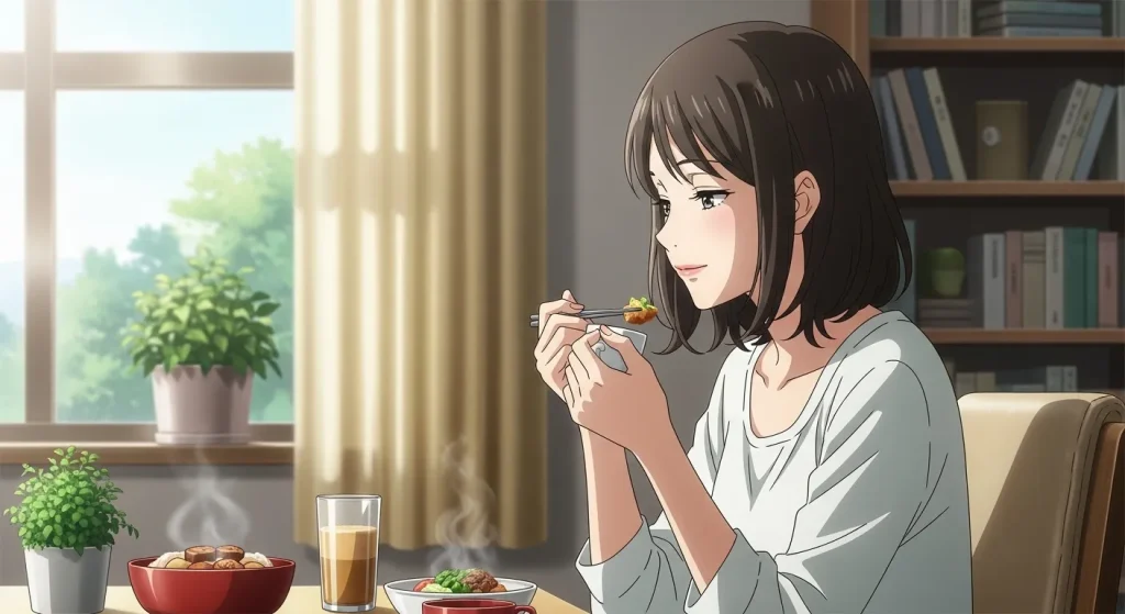 一人で食事したい心理のまとめ｜リラックスして自分の時間を楽しむ女性の様子