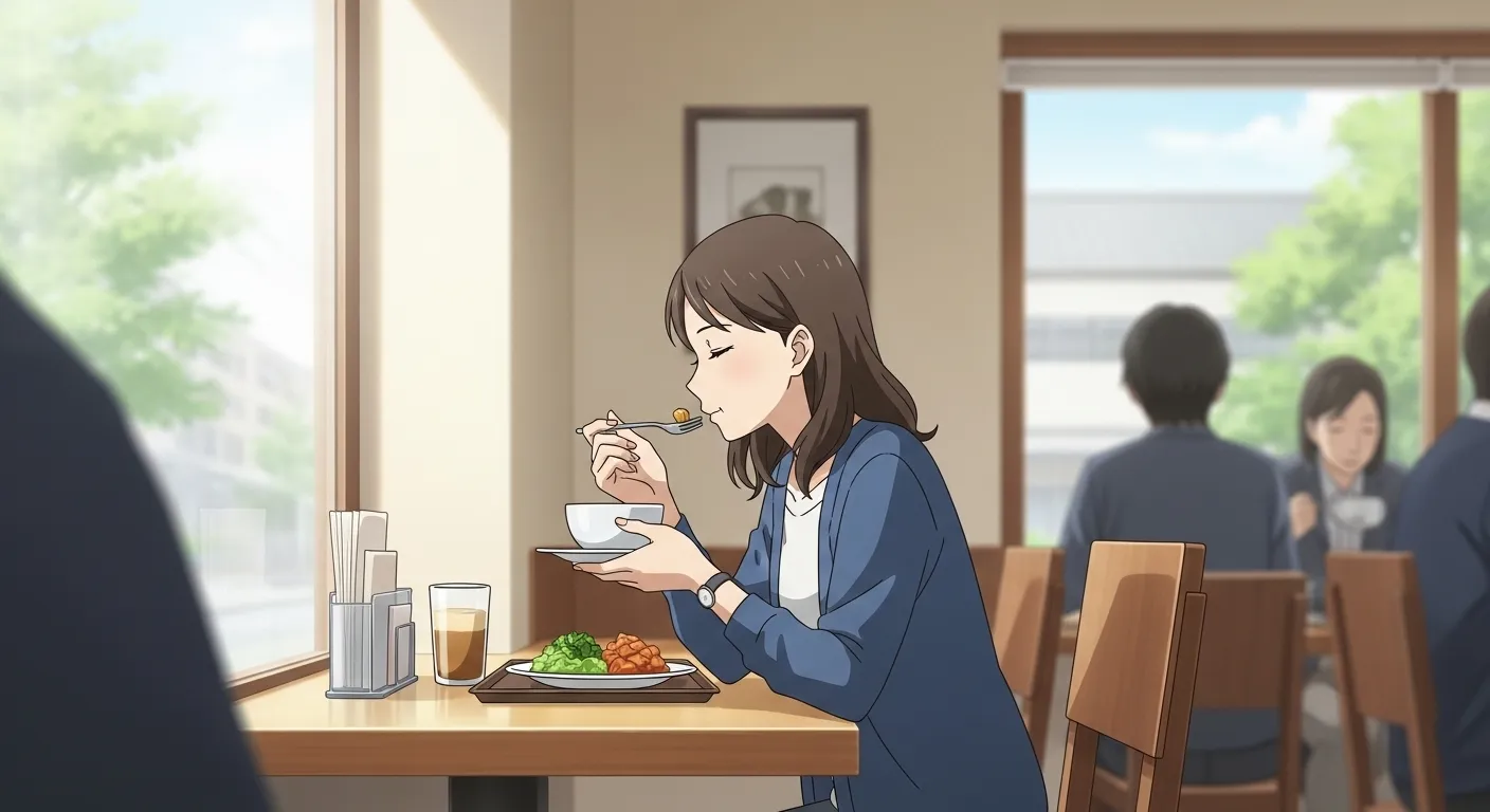 一人で食事したい心理は寂しい？リラックスして食事を楽しむ女性の様子