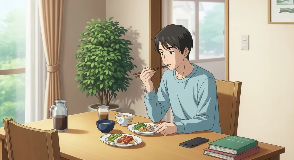 一人で食事する男性の特徴と性格｜落ち着いて自分のペースで食事する様子
