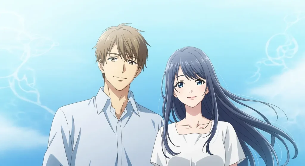 水色が好きな人の性格的特徴を表した優しく穏やかな雰囲気の男女のイラスト