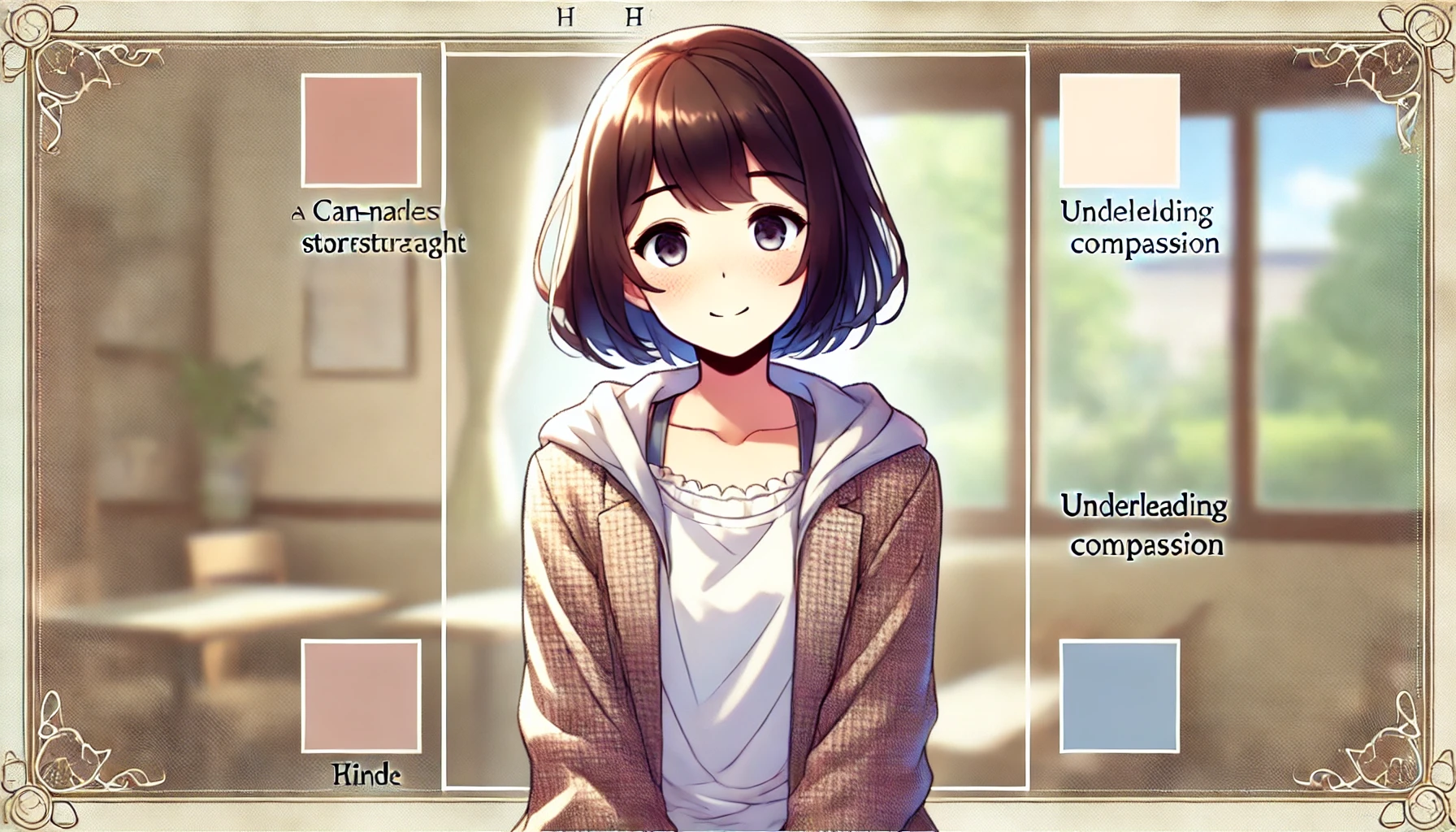 バサバしてるけど優しい女性キャラクター、優しい表情