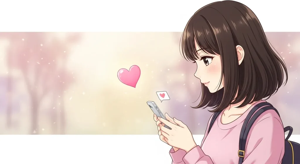 ピンクハート💗の恋愛意味をイメージしたアニメイラスト｜スマホのハートメッセージ