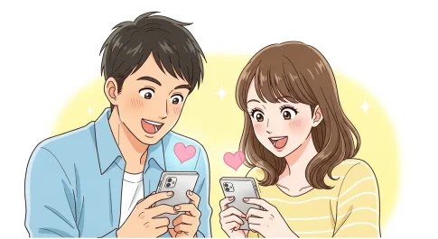 ピンクハート💗の意味をイメージしたアニメイラスト｜スマホのメッセージとハート