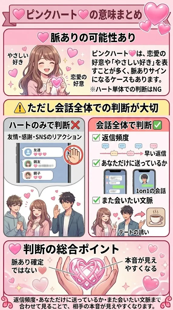 ピンクハート💗の意味をまとめた図解｜恋愛心理・脈ありサイン・LINEやSNSでの使い方を解説