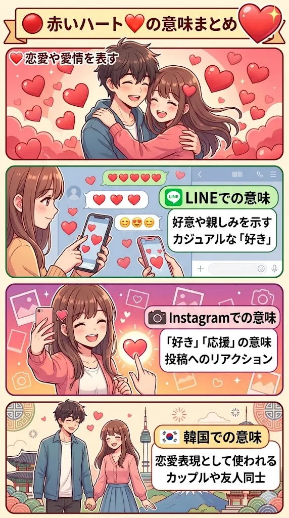 赤いハート❤️の意味をまとめた図解｜恋愛・LINE・Instagram・韓国での使い方や心理を解説
