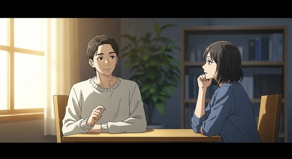 おとなしいけど気が強い人との上手な接し方を表す会話シーンのイメージイラスト