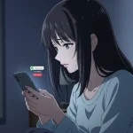 いい感じだったのに急に既読無視されて不安そうにスマートフォンを見る女性のアニメイラスト