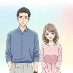 柔らかい雰囲気の男女が並んで立っている癒し系のアニメイラスト