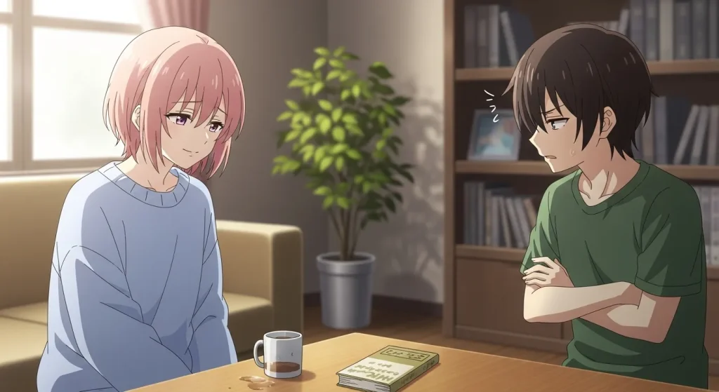 ふわふわしてる人との会話がかみ合わずイライラする様子のイラスト