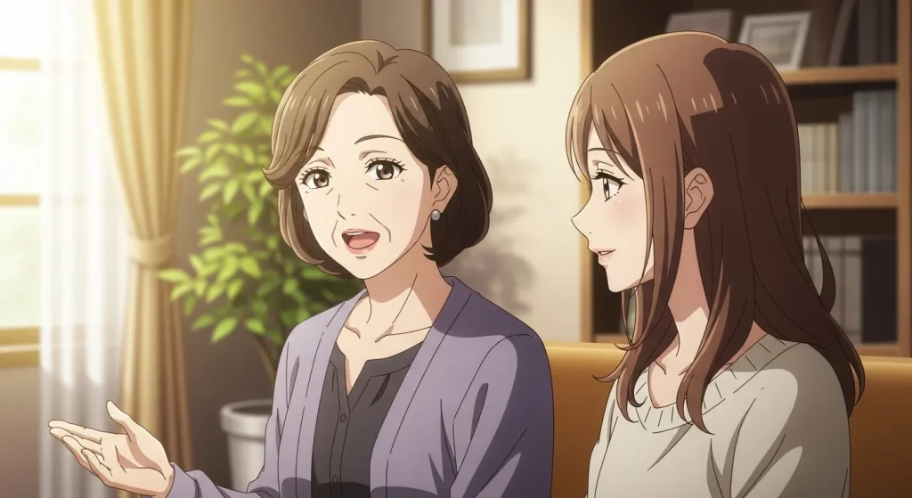 ふわふわしてる人が自分の意見を伝えながら前向きに改善している様子のイラスト