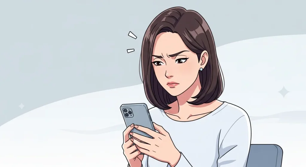 返信が遅い男が冷めたサインかどうかをチェックして悩む女性のイメージ画像