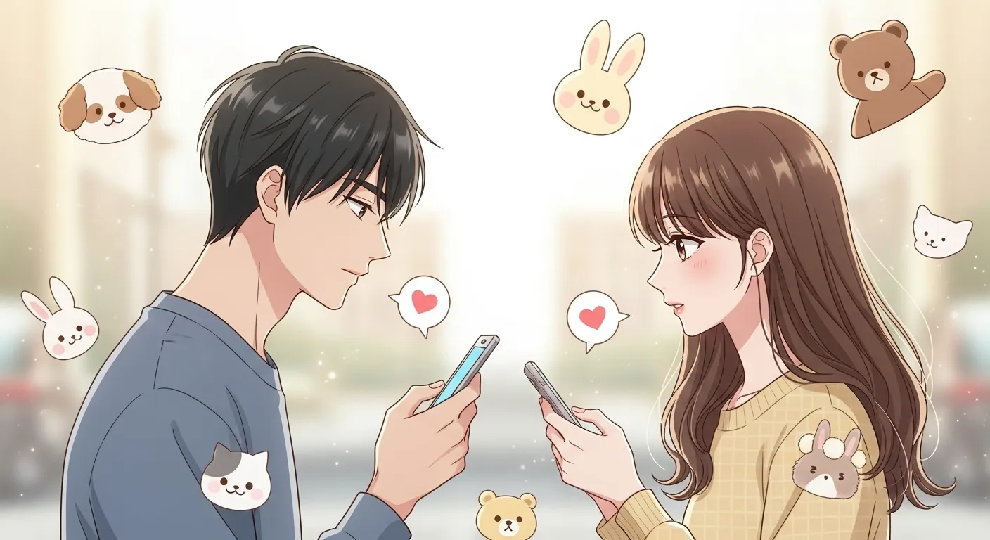 動物絵文字でやり取りする男女｜恋愛心理と脈ありサインのイメージ