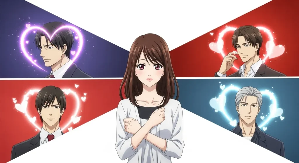 女性がスマホでハートを送り男性が気にしている様子（脈ありの可能性を考えるシーン）