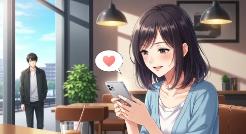 女性がハートマークを送る相手の違い（本命・男友達・誰にでも）を表したイメージ