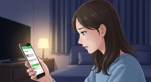 好きな人から既読無視されて不安そうにスマホを見る女性の恋愛心理イメージ