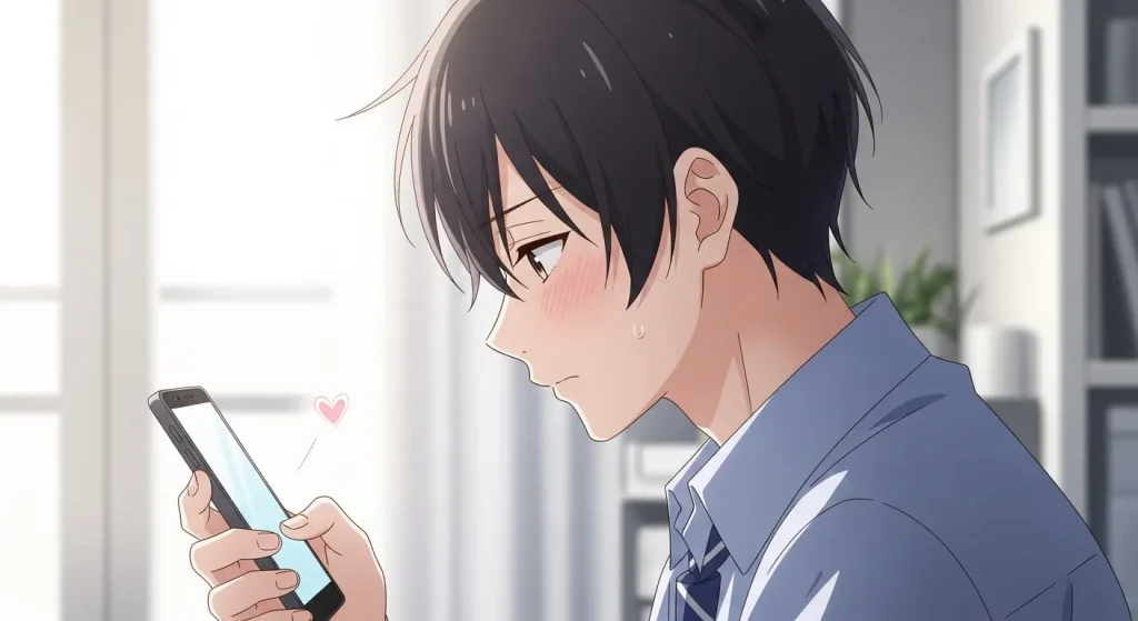 LINEでハートマークを送る男性心理を表したイラスト