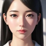 透明感のある肌と明るいブラウンの瞳を持つ女性のイラスト（秋田美人の特徴イメージ）