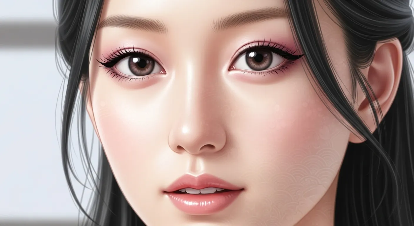 秋田美人の特徴である印象的な目元と通った鼻筋を表現した女性のイラスト