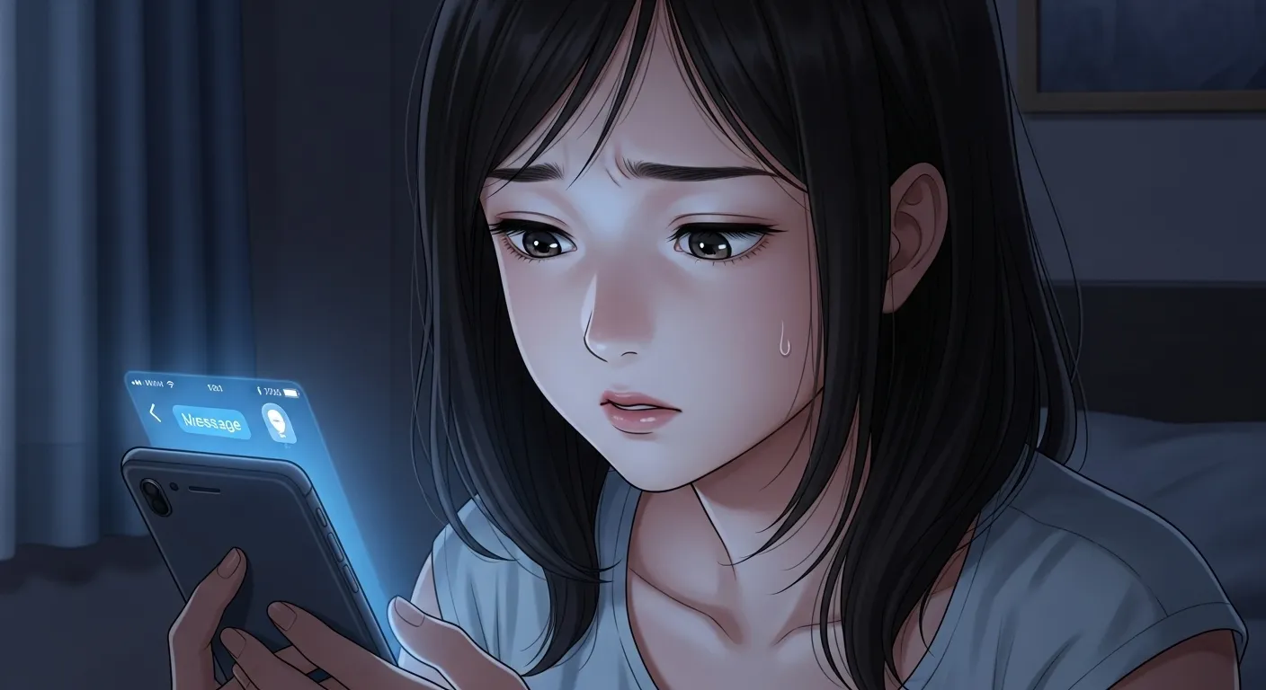 返信が遅い男性からの連絡を待ちながら不安そうにスマホを見る女性のイメージ