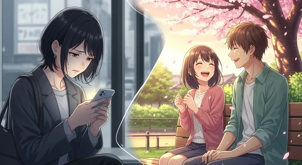 返信が遅い男が冷めたサインかどうかを前との変化で比較したイメージ画像