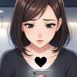 黒いハート🖤の意味に悩む女性とスマホを見るシーン