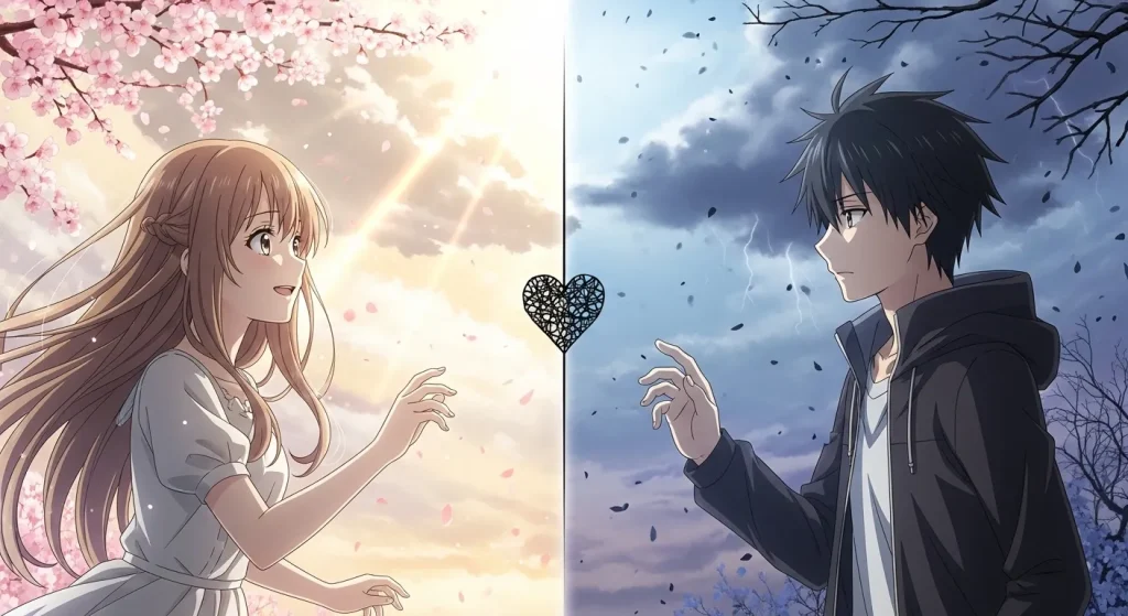 黒いハートが脈ありか脈なしかで迷う男女の対比イメージ