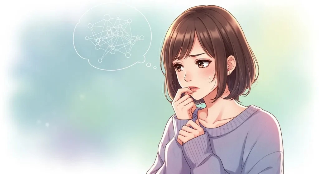 喧嘩後の男性心理がわからず悩みながら考える女性の様子