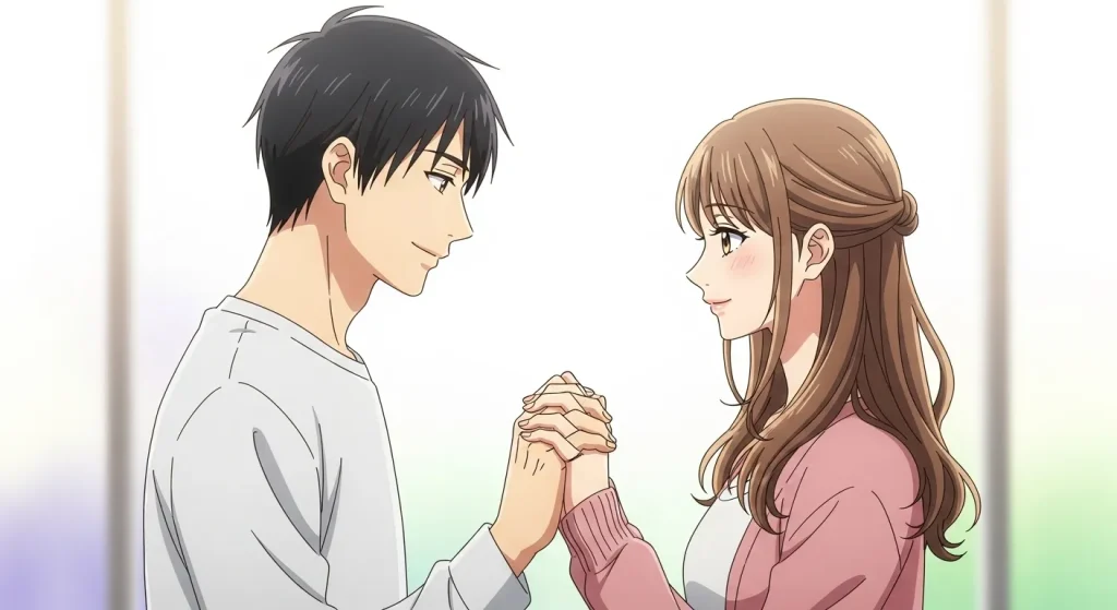 喧嘩後に気持ちを取り戻し関係を修復する男女の様子