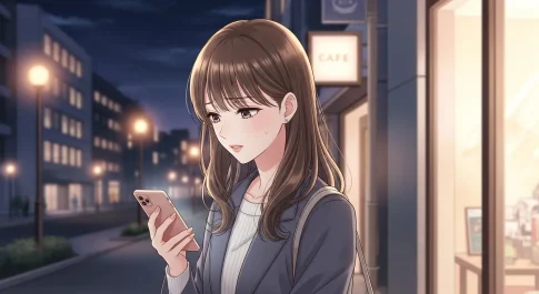 付き合う前に次の約束をしない男性心理に悩む女性のアニメイラスト