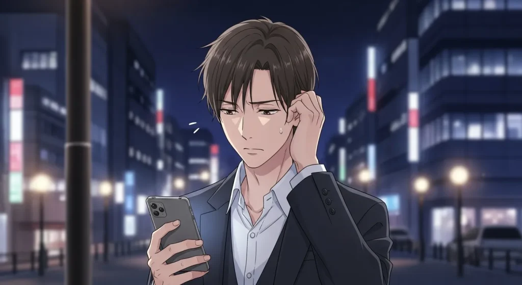 会う日を決めない男性の心理を表すスマホを見る男性のイメージ画像