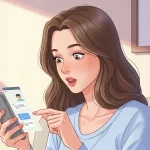 喧嘩後に男性からの連絡を見て驚く女性のスマホ画面の様子