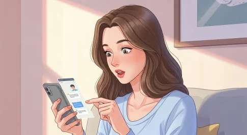 喧嘩後に男性からの連絡を見て驚く女性のスマホ画面の様子