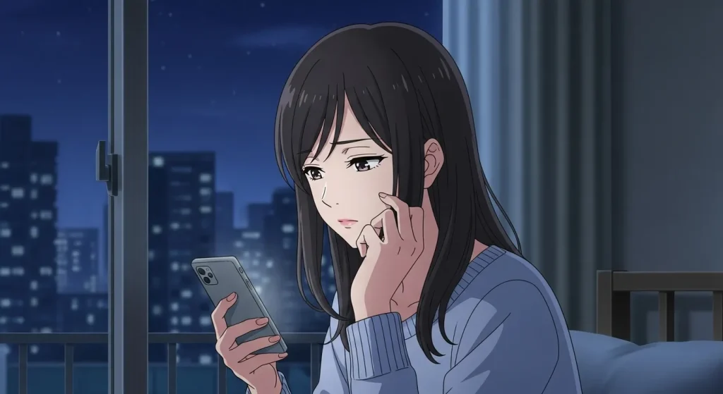 会う気ないのに会いたいと言う男の脈あり脈なしを見分ける女性のイラスト