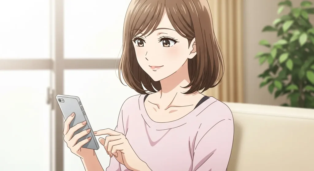 スマートフォンを見ながら誘ってくるのに日にちを決めない男性の脈あり・脈なしを見極める女性のイラスト