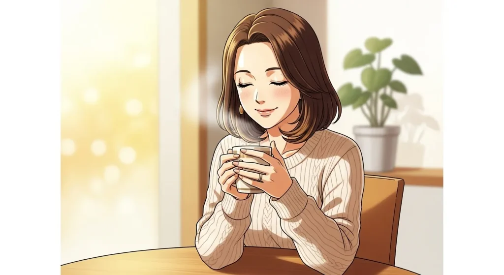 仲直り後に冷めた彼氏との関係を見直し落ち着いて自分の時間を過ごす女性の様子