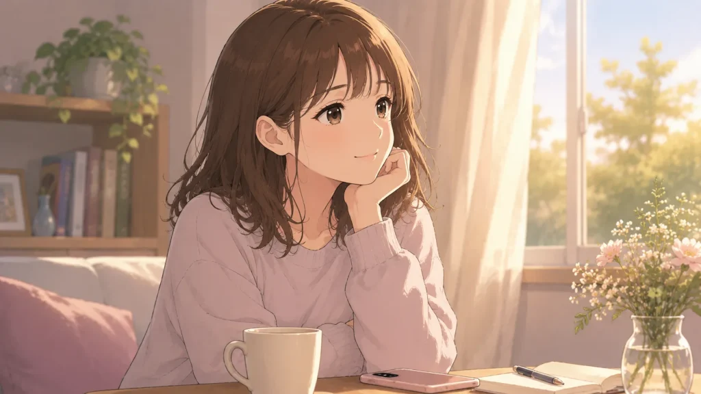恋愛の不安から少し前向きな気持ちを取り戻した女性のイメージ