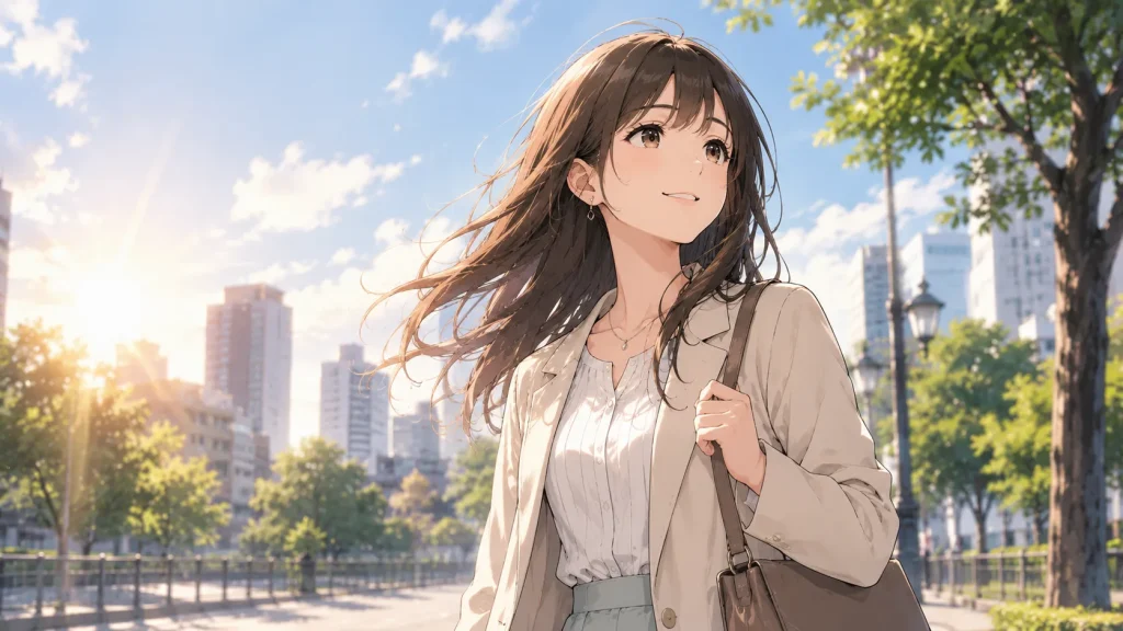 忙しいと言われて悩んだ後に前向きな気持ちを取り戻した女性のイラスト