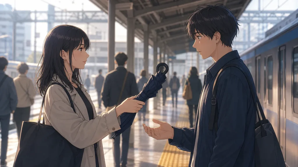 冷たく見えてもさりげなく気遣うサバサバ彼女のイラスト