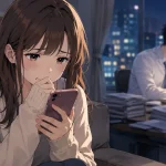 忙しいと言って連絡が減った男性に不安を感じる女性のイラスト