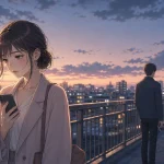 未練があるのにブロックする男性心理を表す、スマホを見る女性と背を向ける男性のイラスト